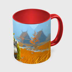 Кружка 3D Шрек в поле, цвет: 3D-белый + красный