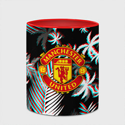 Кружка 3D Манчестер Юнайтед тропики глитч, цвет: 3D-белый + красный — фото 2