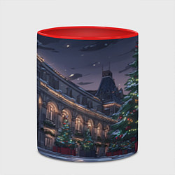 Кружка 3D Новогодняя Московская ночь, цвет: 3D-белый + красный — фото 2