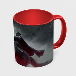 Кружка 3D Всадник в плаще на коне, цвет: 3D-белый + красный