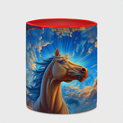Кружка 3D Лошадь на фоне синего неба, цвет: 3D-белый + красный — фото 2