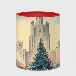 Кружка 3D Москва новогодняя елка, цвет: 3D-белый + красный — фото 2