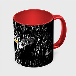 Кружка 3D Ювентус текстура руки краски, цвет: 3D-белый + красный