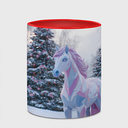 Кружка 3D Геометрическая новогодняя лошадка, цвет: 3D-белый + красный — фото 2