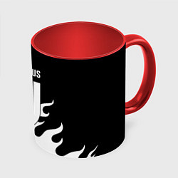 Кружка 3D Ювентус огонь текстура, цвет: 3D-белый + красный