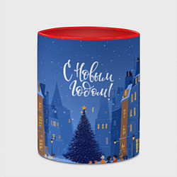 Кружка 3D С новым год - праздничный дворик, цвет: 3D-белый + красный — фото 2