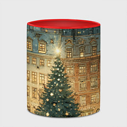 Кружка 3D Новогодний старый город, цвет: 3D-белый + красный — фото 2