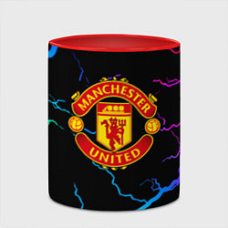 Кружка 3D Манчестер Юнайтед неоновые молнии, цвет: 3D-белый + красный — фото 2