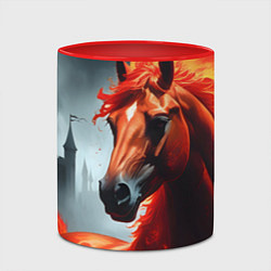 Кружка 3D Огненная лошадь на сером, цвет: 3D-белый + красный — фото 2