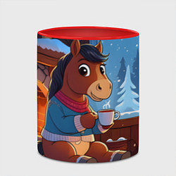 Кружка 3D Лошадка у камина, цвет: 3D-белый + красный — фото 2