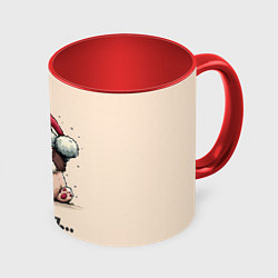Кружка 3D Уставший песик - ну и год, цвет: 3D-белый + красный