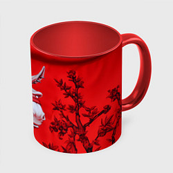 Кружка 3D Конь панк, цвет: 3D-белый + красный