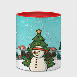 Кружка 3D Снеговик - Новогодний Зож, цвет: 3D-белый + красный — фото 2