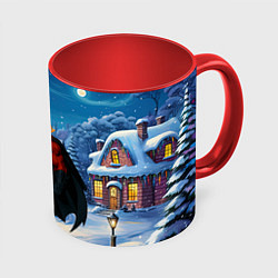 Кружка 3D Красный конь супергерой символ 2026 года, цвет: 3D-белый + красный