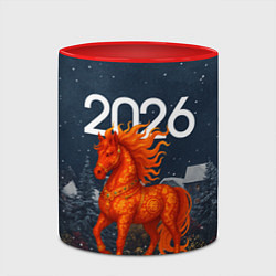 Кружка 3D Красная огненная лошадь 2026, цвет: 3D-белый + красный — фото 2