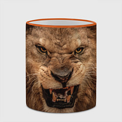 Кружка 3D Взгляд льва, цвет: 3D-оранжевый кант — фото 2