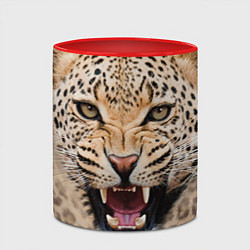 Кружка 3D Взгляд леопарда, цвет: 3D-белый + красный — фото 2