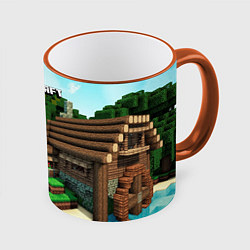 Кружка 3D Minecraft House, цвет: 3D-оранжевый кант