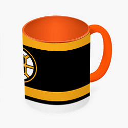 Кружка 3D Boston Bruins, цвет: 3D-белый + оранжевый