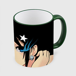 Кружка 3D Black Rock Shooter - глаза Мато Курои, цвет: 3D-зеленый кант