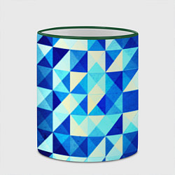 Кружка 3D Синяя геометрия, цвет: 3D-зеленый кант — фото 2