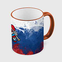 Кружка 3D Русский хоккеист, цвет: 3D-оранжевый кант
