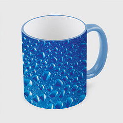 Кружка 3D Капли воды, цвет: 3D-небесно-голубой кант