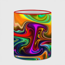Кружка 3D Неоновые разводы, цвет: 3D-красный кант — фото 2