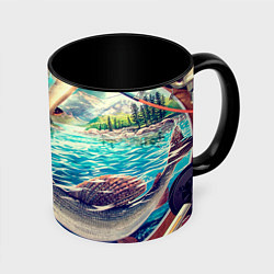 Кружка 3D Истинный рыболов, цвет: 3D-белый + черный