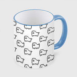 Кружка 3D Undertale Annoying dog white, цвет: 3D-небесно-голубой кант