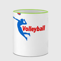 Кружка 3D Волейболист в прыжке, цвет: 3D-светло-зеленый кант — фото 2