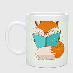 Кружка керамическая Лисица с книгой, цвет: фосфор