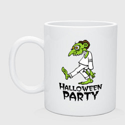 Кружка керамическая Halloween party-зомби, цвет: белый