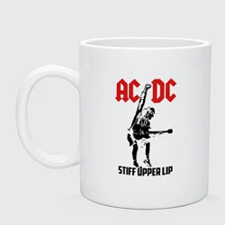 Кружка керамическая AC/DC: Stiff Upper Lip, цвет: белый