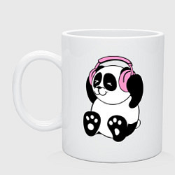 Кружка керамическая Panda in headphones панда в наушниках, цвет: белый