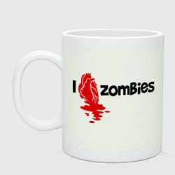 Кружка керамическая I love zombies, цвет: фосфор
