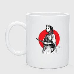 Кружка керамическая Самурай на страже, цвет: белый