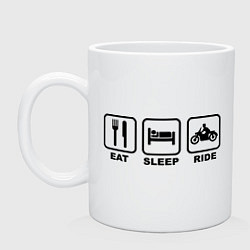 Кружка керамическая Eat Sleep Ride, цвет: белый