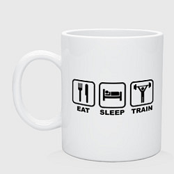 Кружка керамическая Eat Sleep Train, цвет: белый