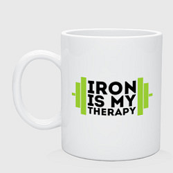 Кружка керамическая Iron is my therapy, цвет: белый