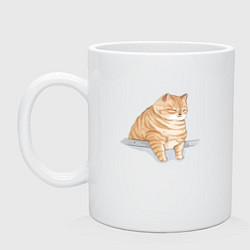 Кружка керамическая Толстый Кот, цвет: белый