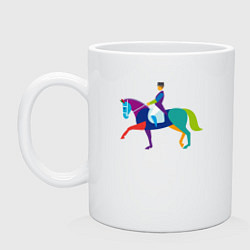 Кружка керамическая Всадник на коне, цвет: белый
