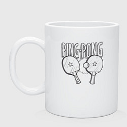 Кружка керамическая Пинг понг, цвет: белый