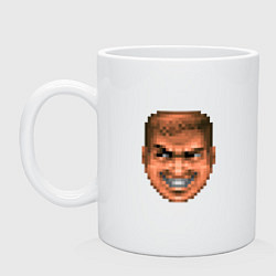 Кружка керамическая Doom Guy Happy Face, цвет: белый