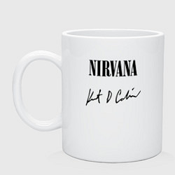 Кружка керамическая NIRVANA АВТОГРАФ КУРТА КОБЕЙНА, цвет: белый