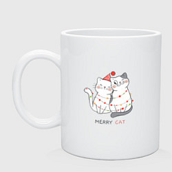 Кружка керамическая Merry Cat, цвет: белый