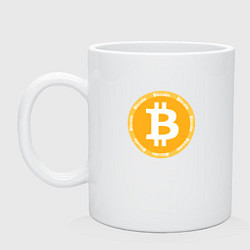 Кружка керамическая Bitcoin Биткоин, цвет: белый