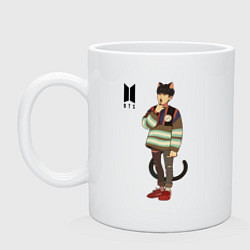 Кружка керамическая BTS Cat, цвет: белый