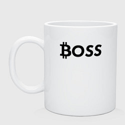 Кружка керамическая БИТКОИН ДЕД BITCOIN BOSS, цвет: белый