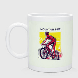 Кружка керамическая Mountain Bike велосипедист, цвет: фосфор
